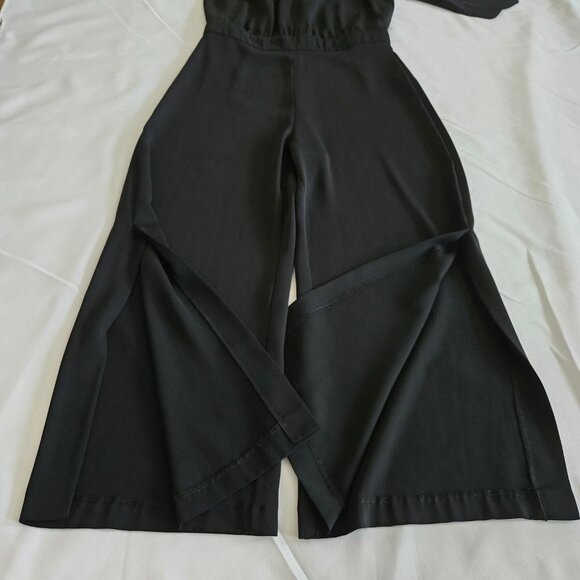 Zara Tie Neck Sleeveless Jumpsuit SZ S Black - Picture 9 of 13